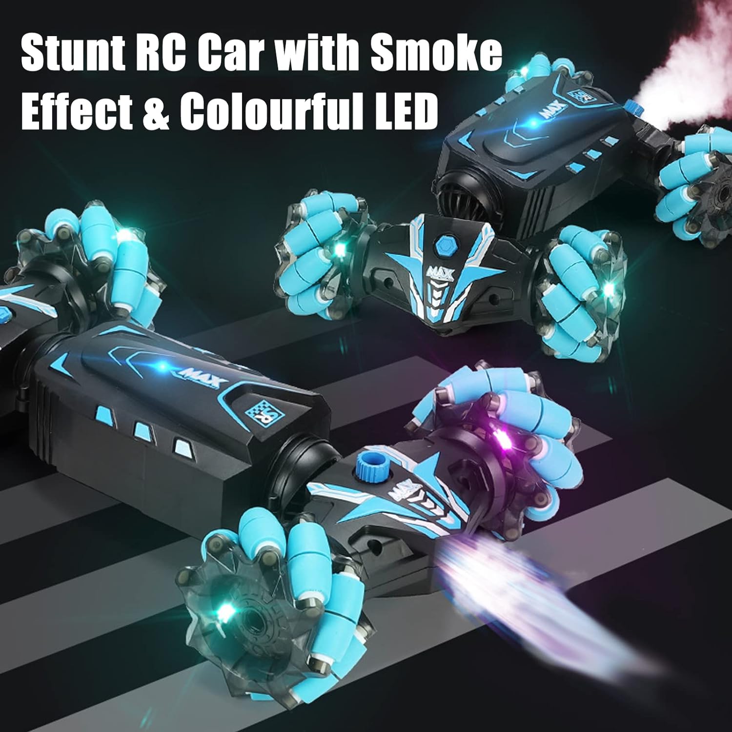 RC Stunt Car,  360° Rotating Off Road Vehicle with Lights Music & Spray Launcher, Toy Cars for kids 🅱