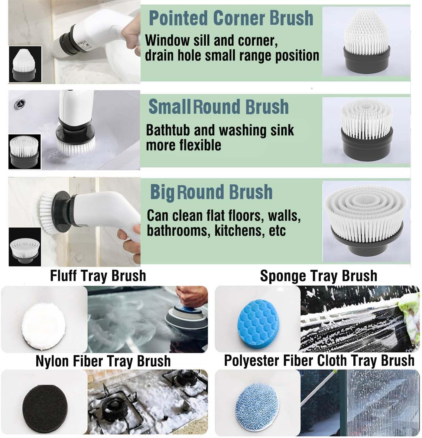 Electric Spin Scrubber With 7 Replaceable Brush Head 🅱