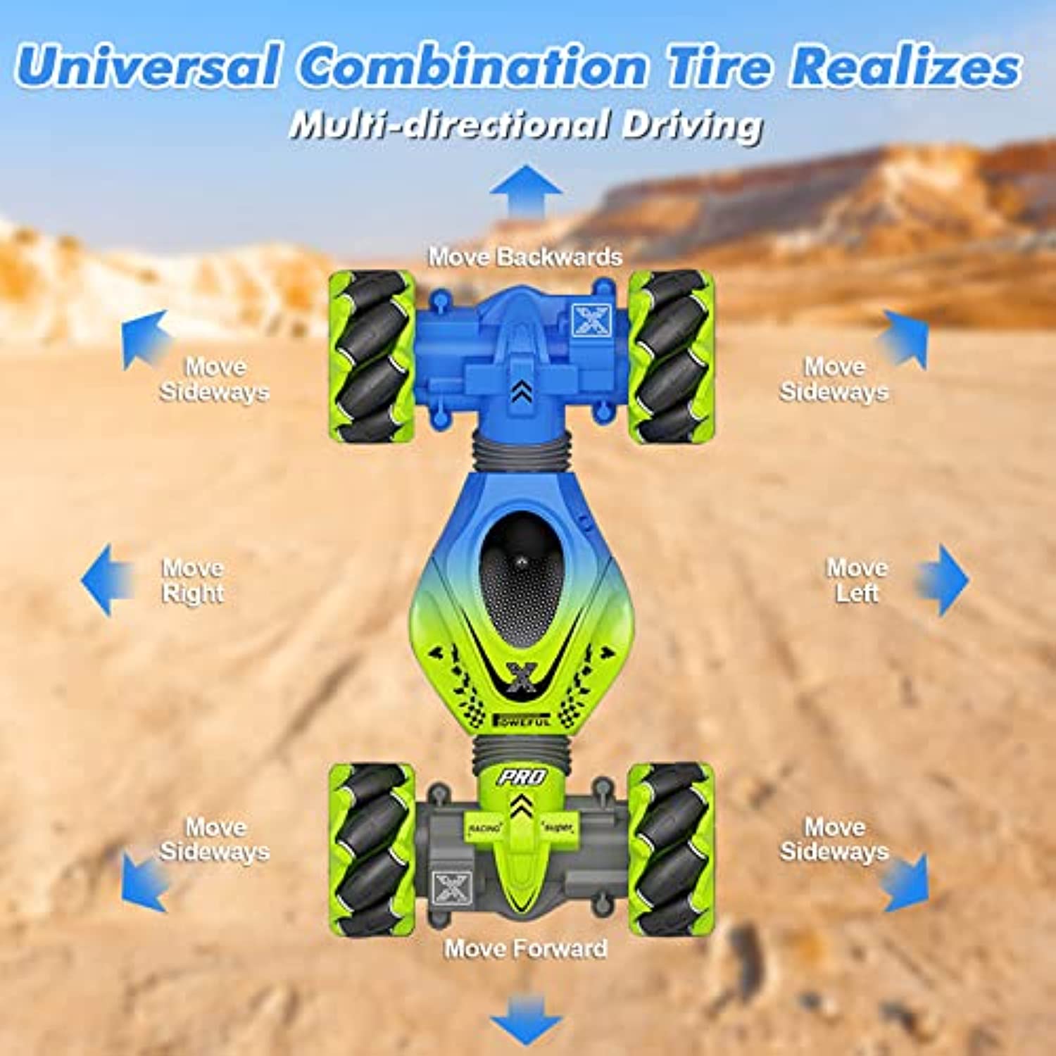 RC Stunt Car,  360° Rotating Off Road Vehicle with Lights Music & Spray Launcher, Toy Cars for kids 🅱