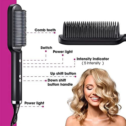 Electric Hair Straightener Comb for Black Hair - Men and Women 🅱