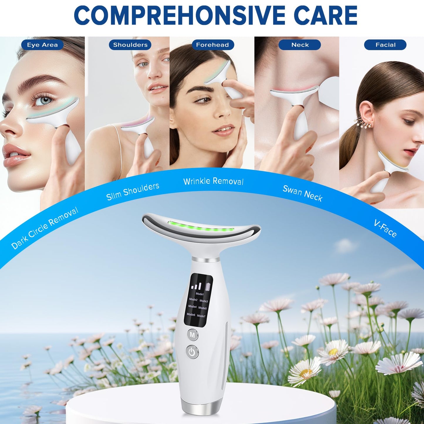 Neck Face Massager, Multi-Function Face Massager with 7 Color Modes