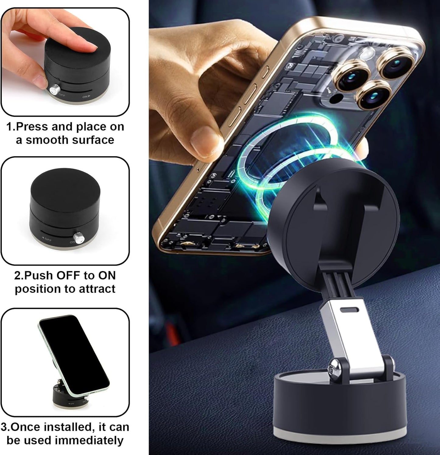 Magnetic Phone Holder for Car, 360° Rotatable Phone Holder