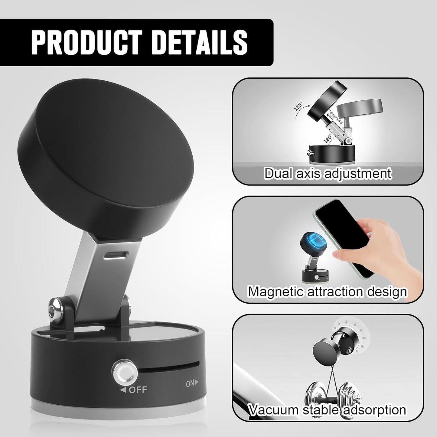 Magnetic Phone Holder for Car, 360° Rotatable Phone Holder