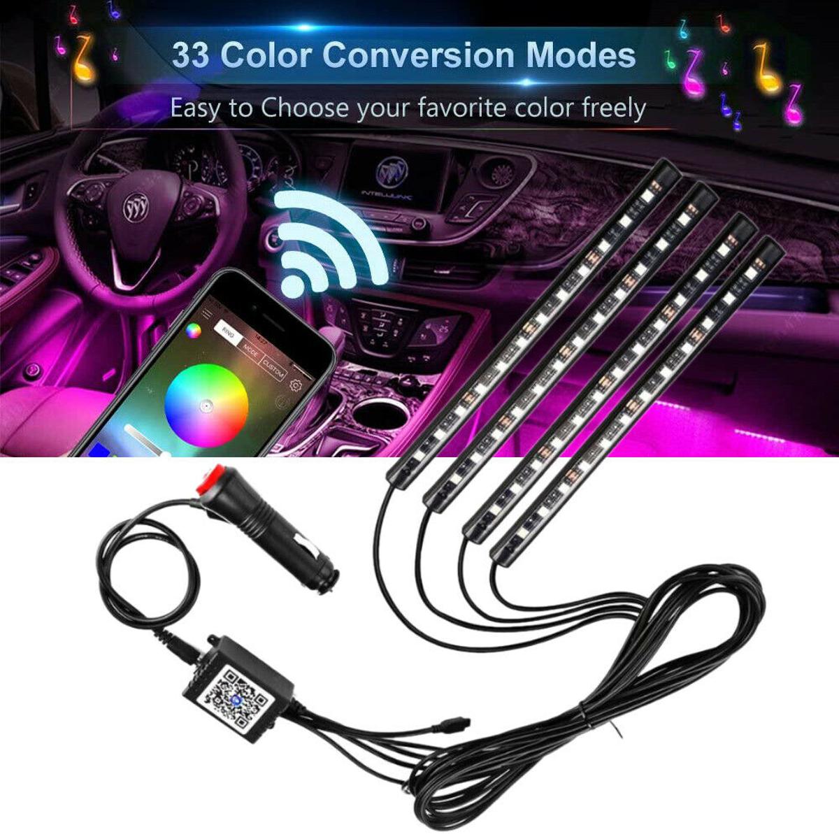 Car Interior Ambient Lighting Strip with Remote Control 🅱